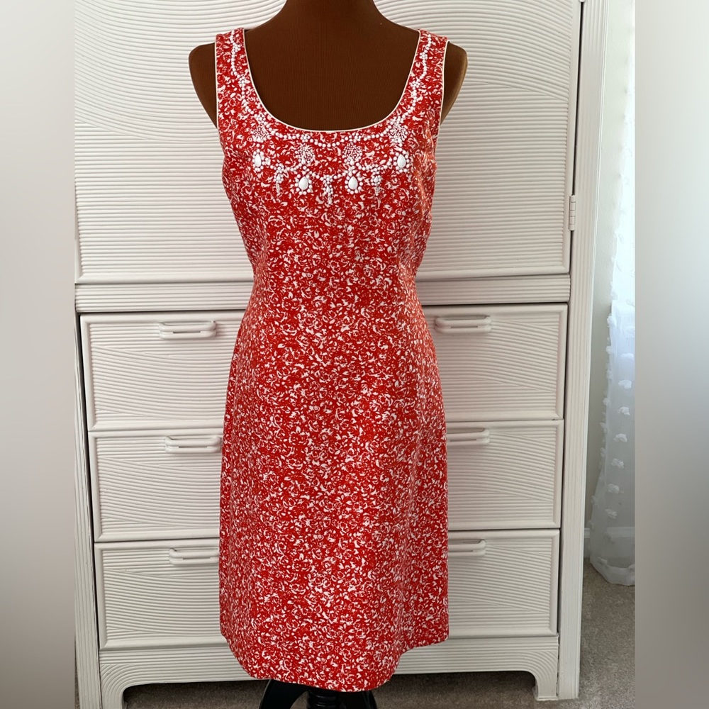 Tahara, orange/white sleeveless dress size 10
